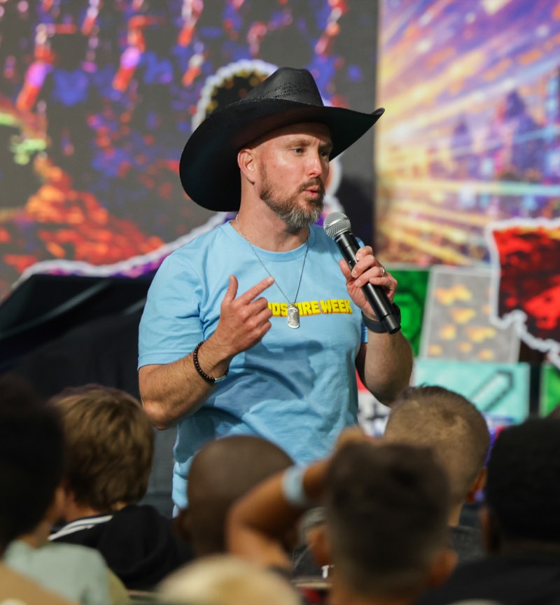 Pastor Jordan Hice speaking at Kids Week