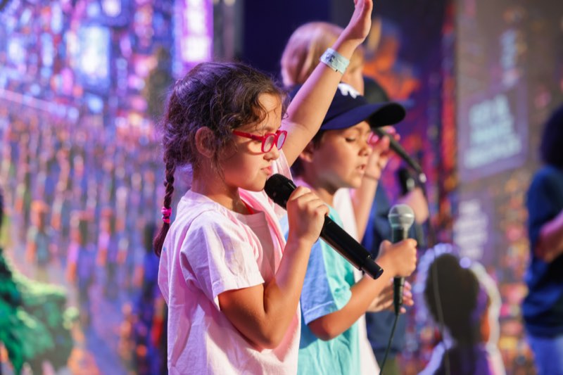 The Kids Week tent during worship