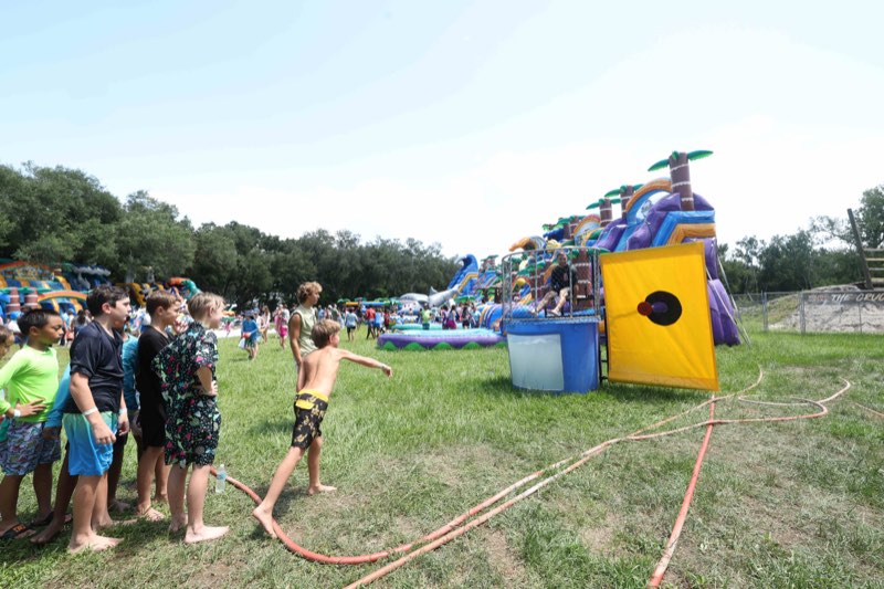 Children playing in the splash pool